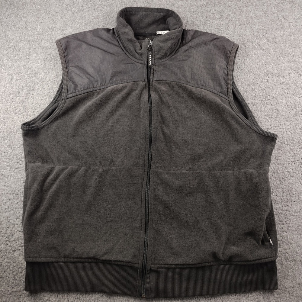 Nike Vest Mens XL Golf Therma-FIT Black Fleece Full Zip EUC